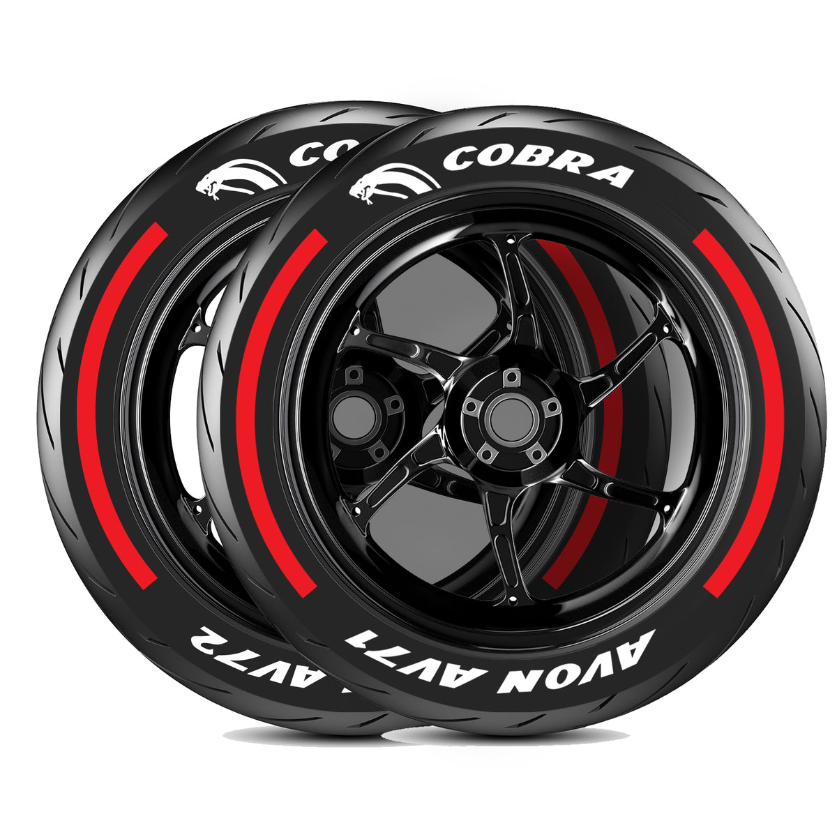 Avon Cobra AV71 & AV72 Motone Style Motorbike Tyre Stickers Kit With Pinstripes