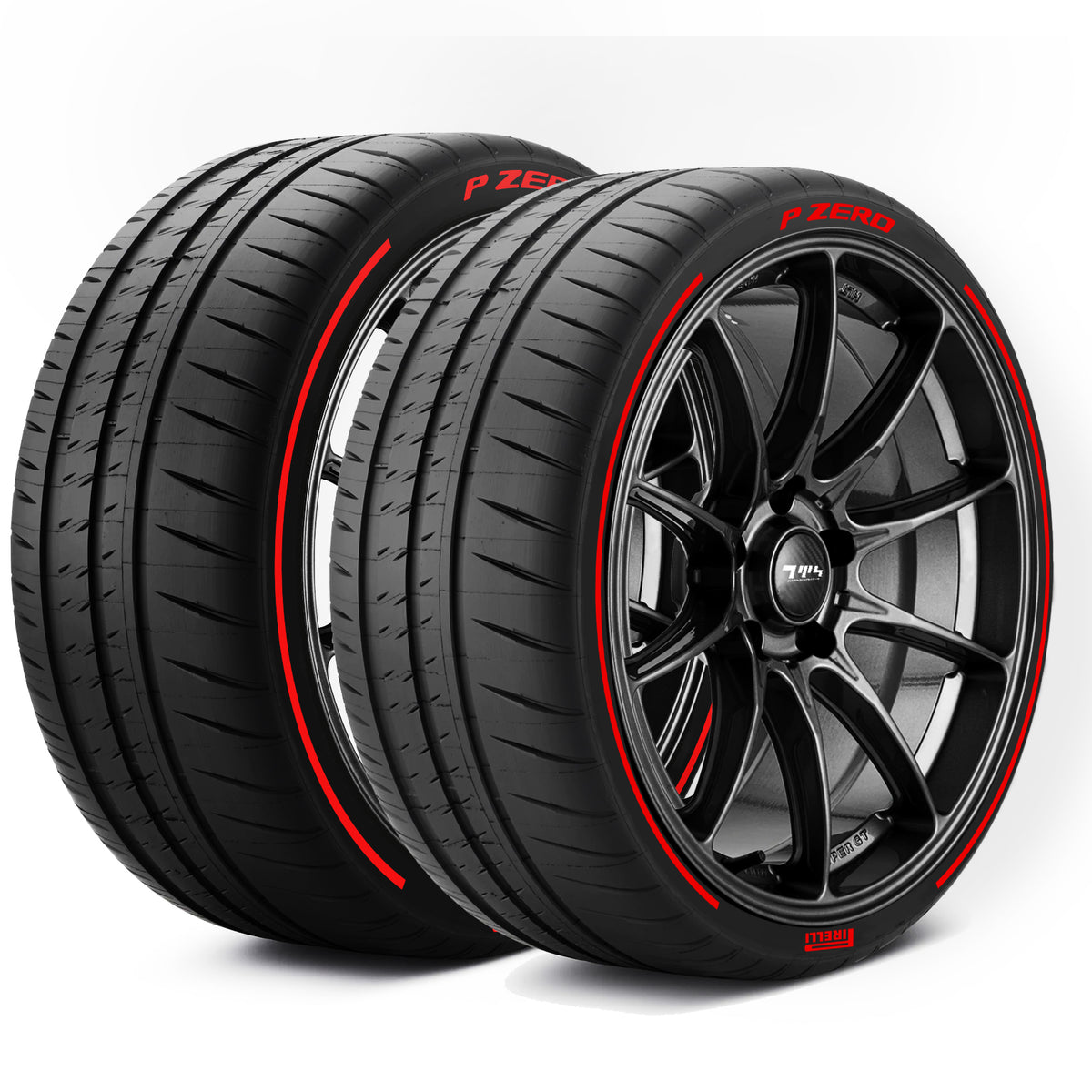 Ferrari 812 Competizione Style Tyre Wall Stickers Kit With Pinstripes